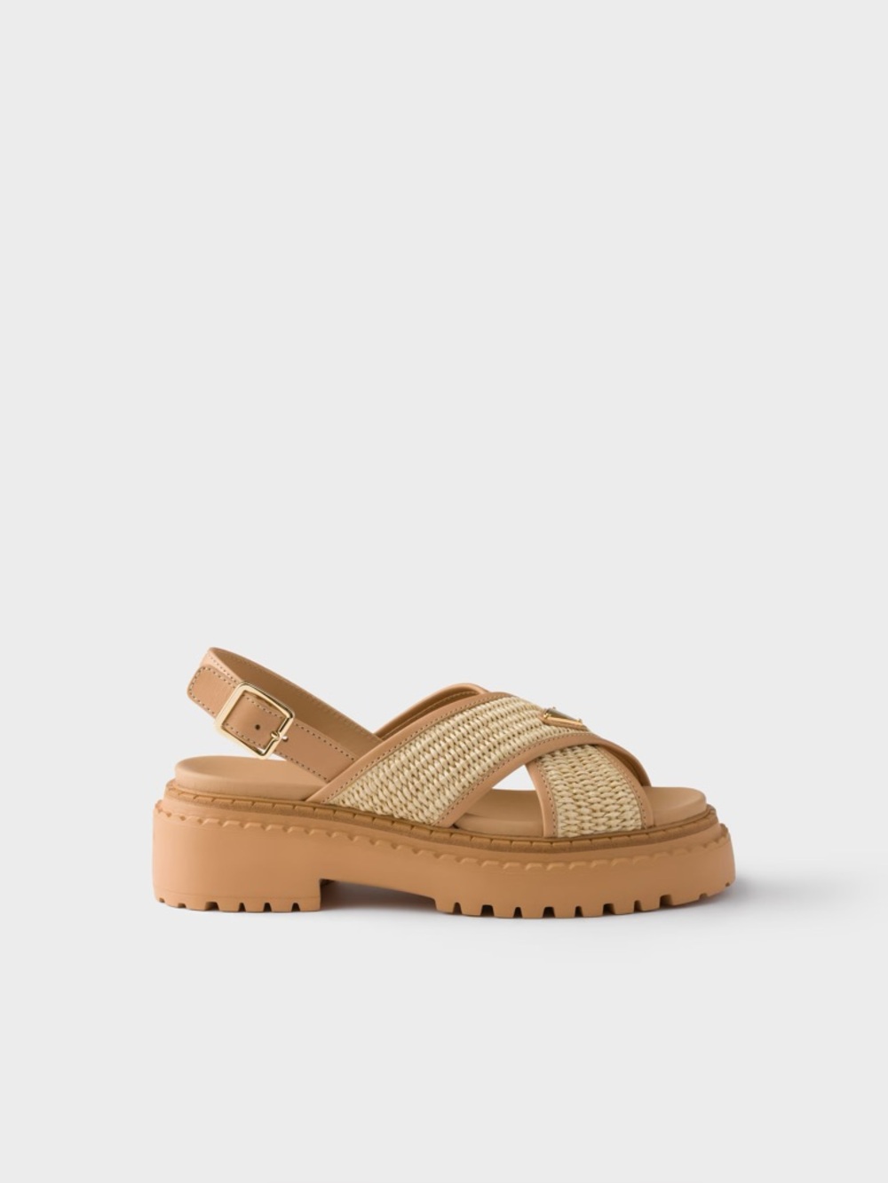Prada Cream and Tan Raffia Platform Sandals - new in box - Picture 3 of 15
